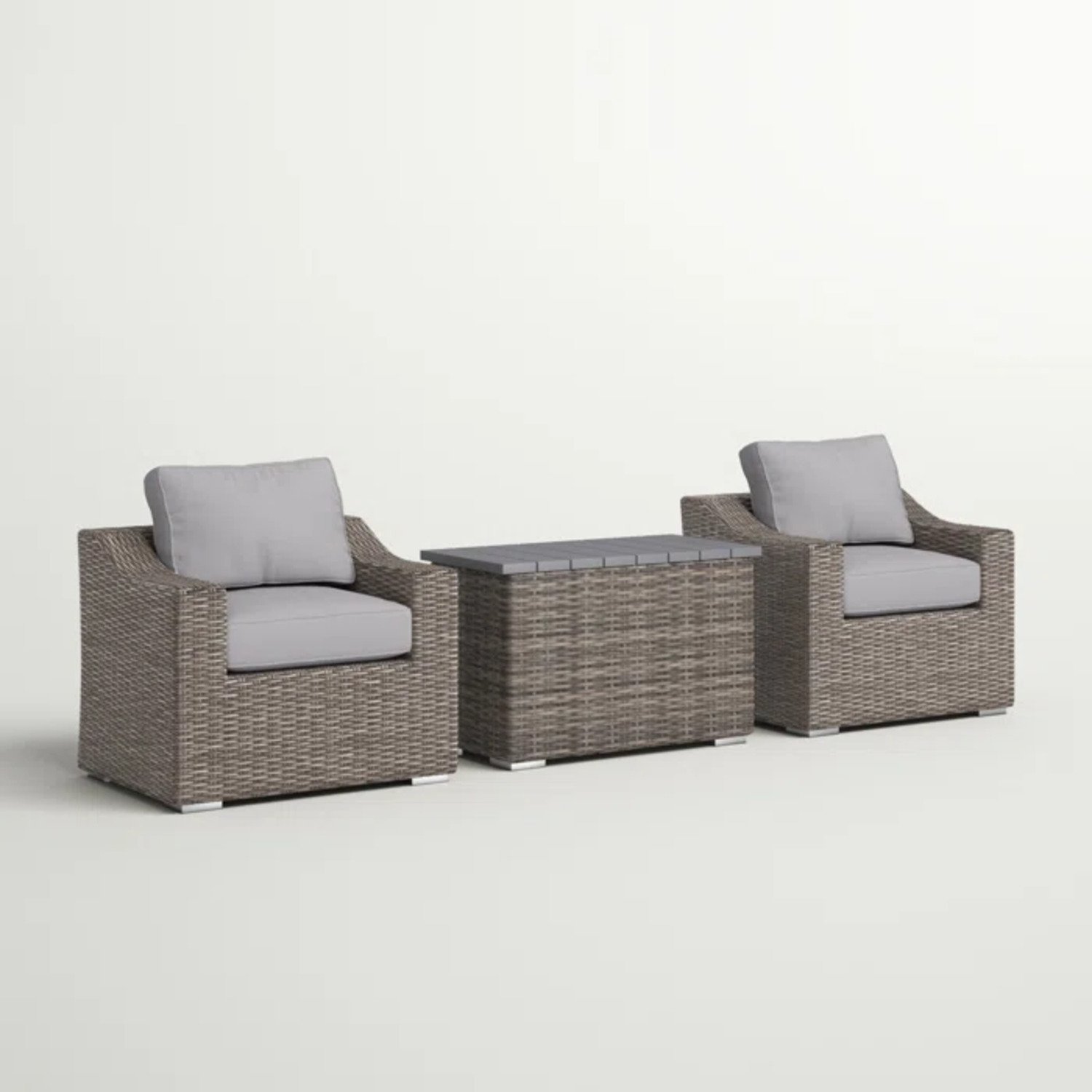 Chic 2 Person Seating Group With Cushions Ideal For Cozy Outdoor Gatherings - Gray Mix - Image 2