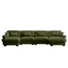 Modern Velvet U Shaped Sectional Sofa Cloud Couch & Movable Ottomans And Bolstered Armrests - Olive Green - Image 12