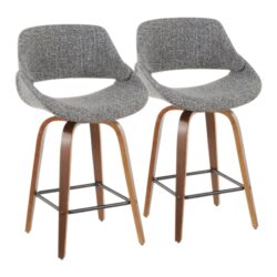 Fabrico - Mid-Century Modern, Counter Stool (Set of 2) - Walnut / Gray