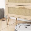 Rattan 6 Drawers Chest Of Dressers For Bedroom, Modern 6 Drawer Dresser, Wide Chest Of Drawers With Wood Handles, Rattan Dresser Storage Cabinet For Living Room, Bedroom, Hallway - Natural Wood / Oak - Image 10