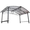 Grill Gazebo 8X5Ft, Outdoor Patio Canopy, Bbq Shelter With Steel Hardtop And Side Shelves - Black - Image 4