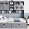 Full Size Daybed With 2 Drawers And All In One Cabinet And Shelf - Gray - Image 17