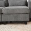 Convertible Chaise Lounge Sofa Chair Corduroy Sleeper With USB Ports, Cup Holders, Storage - Gray - Image 3