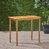 Outdoor Minimalist Acacia Wood Rectangle Bar Table, Durable Hardwood - Teak - Image 4