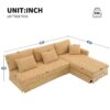 Modern L-Shaped Corduroy Sofa With Reversible Chaise, 4 Seat Upholstered Sectional Indoor Furniture, Convertible Sleeper Couch With Pillows - Light Brown - Image 23