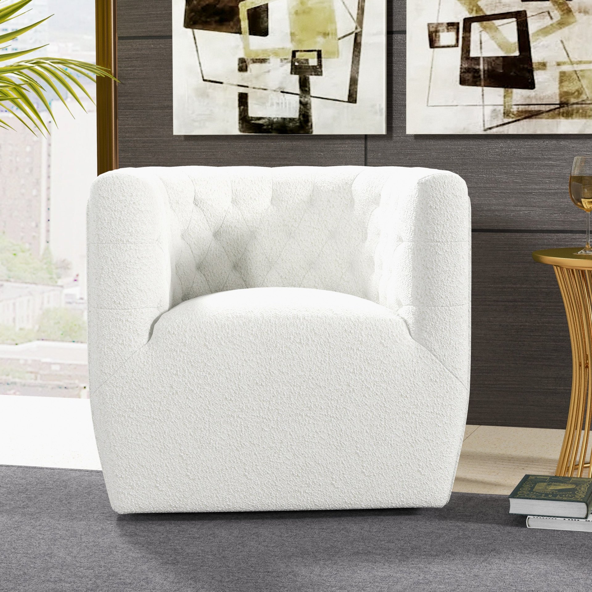 Delaney - Swivel Chair - Fabric - Beige - Image 10