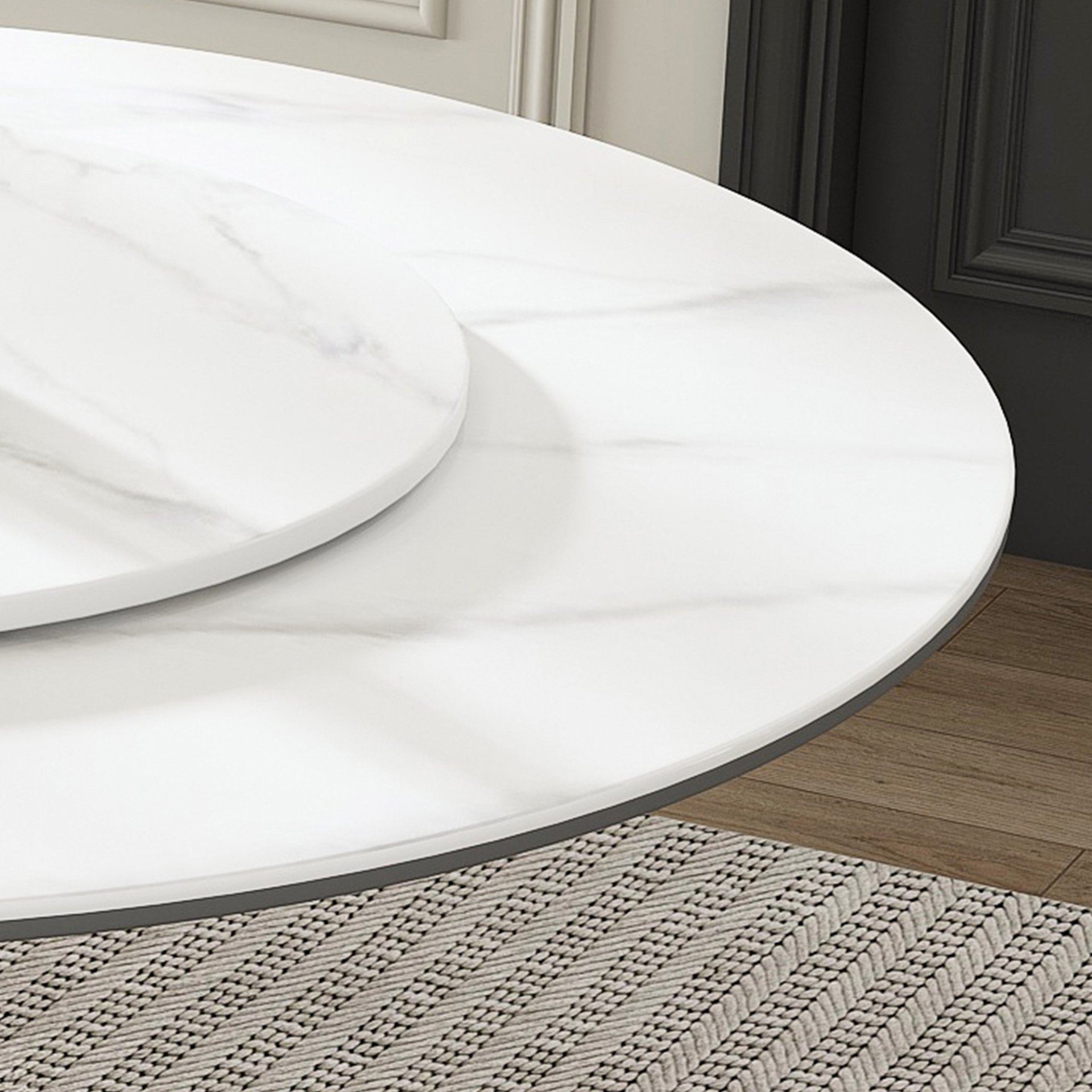 Table With Rotating Tray Scratch & Heat For Kitchen & Restaurant, 4 Chairs - White - Image 6