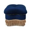 Ellen - Upholstered Clover Ottoman With Gold Bullion Fringe - Navy Blue - Image 3