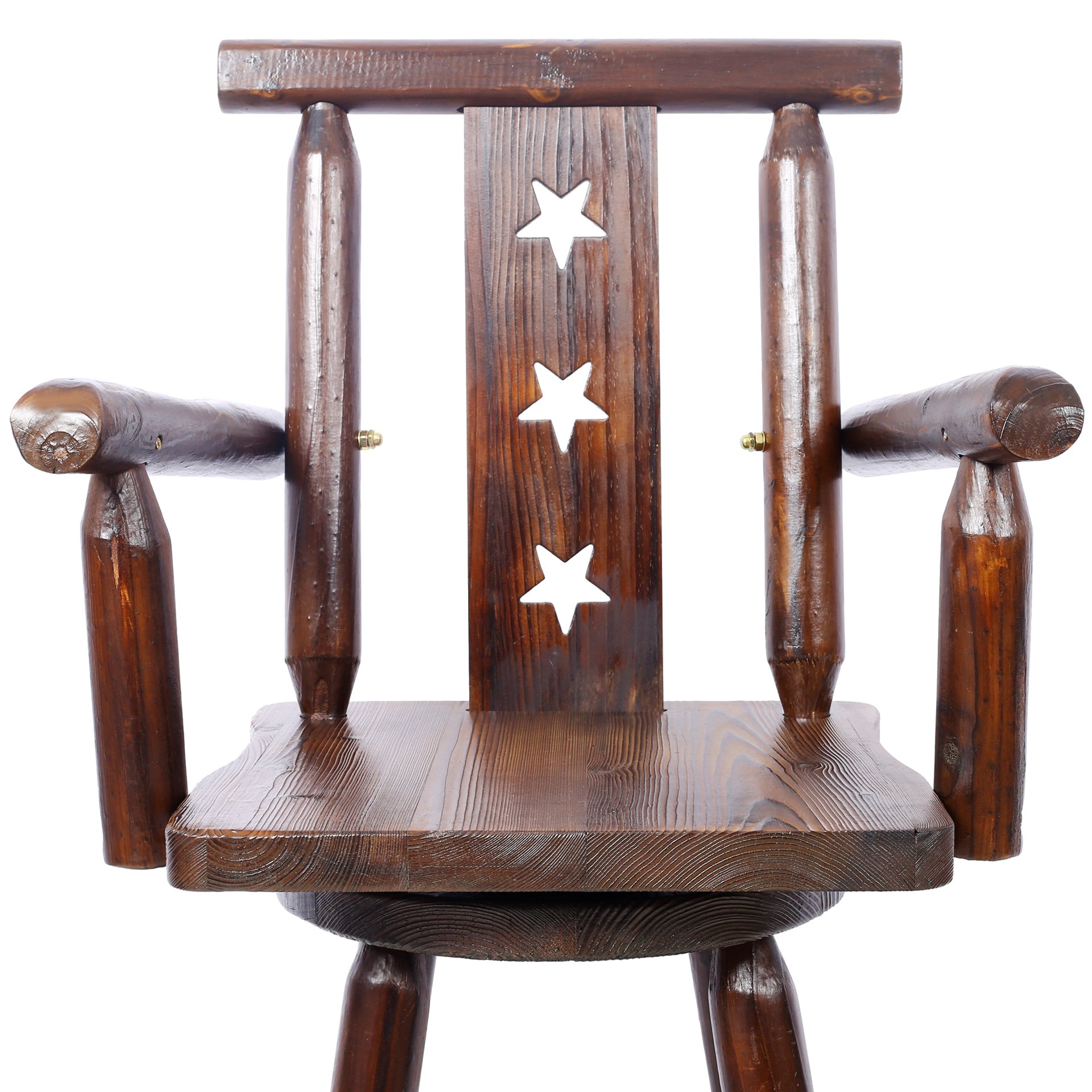 Rustic Tall Bistro Chair Decorative Star Backrest And Footrest, Fir Wood, 4 Foot - Brown - Image 12