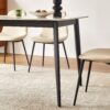 Mid Century Modern Dining Table Round White Sintered Stone Top Heavy Duty Metal Legs Waterproof Surface For Kitchen Dining Room Or Office Furniture - White / Black - Image 9