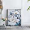 Large Rectangle Framed Wall Art Flower Canvas Print, Home Decor For Living Room Kitchen Foyer Office - Blue - Image 6