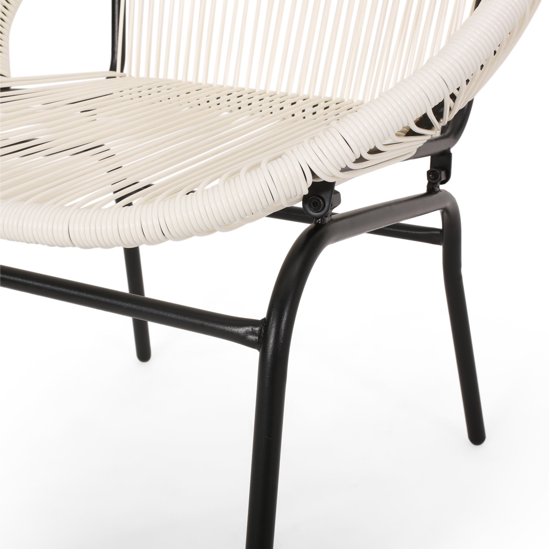 Nusa - Modern Outdoor Chair Set With Polyethylene Rattan And Iron Frame - White - Image 14