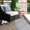 30 Piece Interlocking Deck Tiles Checker Pattern, Square Acacia Hardwood Outdoor Flooring For Patio, Bancony, Pool Side - Light Gray - Image 32