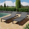 Outdoor Chaise Lounge Chair (Set of 2), Aluminum Adjustable Outside Chair For Pool Patio Beach Yard, All Weather Use UV Resistant 400Lbs Weight Capacity - Black - Image 2