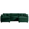 Stylish Oversized Modular Cushion Sofa With Ottoman L Shaped Corner Design Corduroy - Green - Image 14