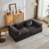 Convertible Floor Sofa Bed With Fixed Shape Frame, Loveseats Boneless Modular Sectional, For Living Room - Black - Image 15