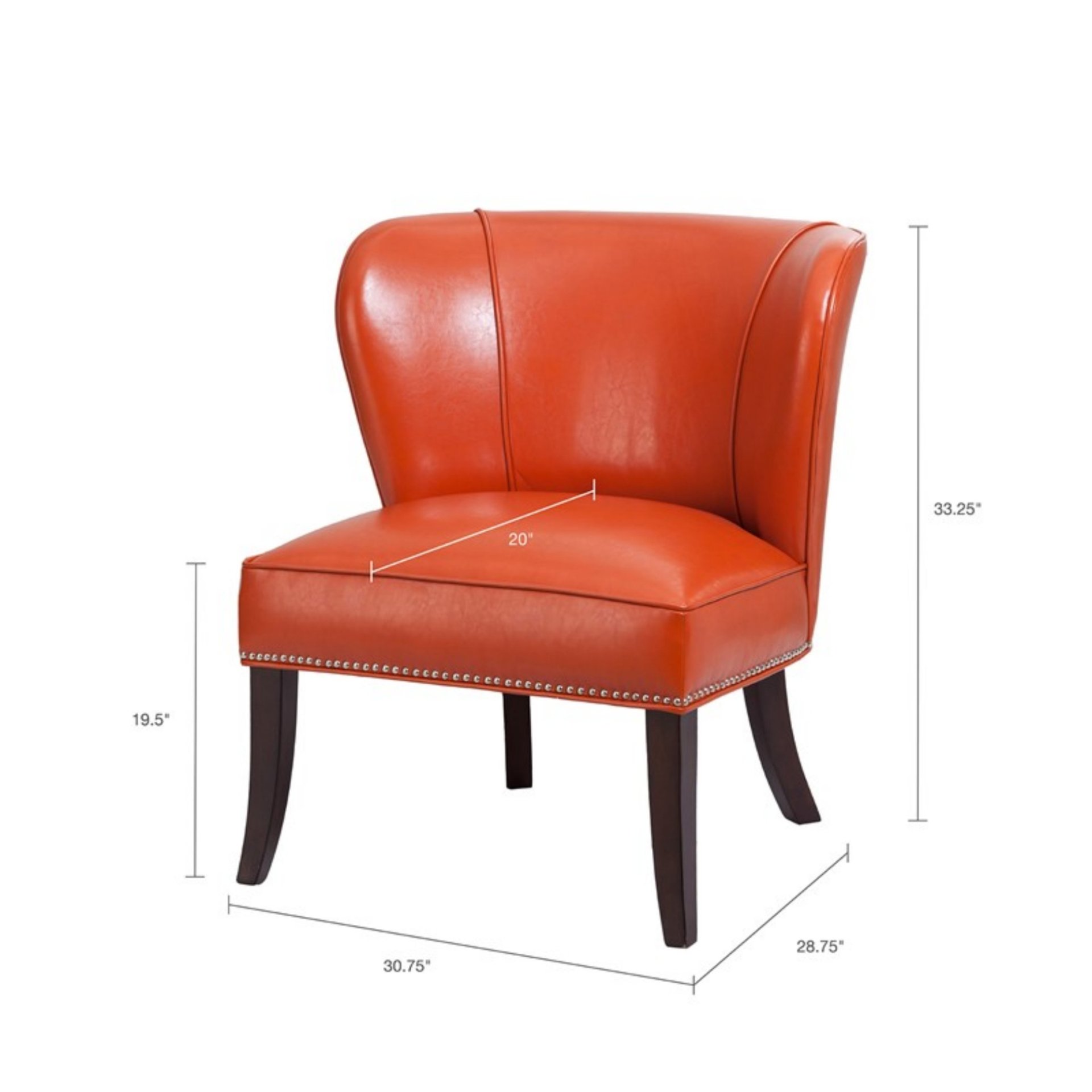 Hilton - Armless Accent Chair With Wingback Design - Orange - Image 3