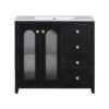 Bathroom Vanity With Two Soft Close Doors, Adjustable Shelves And Three Drawers - Black - Image 12