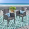 Outdoor Wicker Dining Armchair (Set of 2) - Gray - Image 4