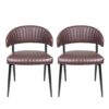 Modern Curved Back Upholstered Dining Chair Set With Metal Legs (Set of 2) - Brown / Black - Image 5