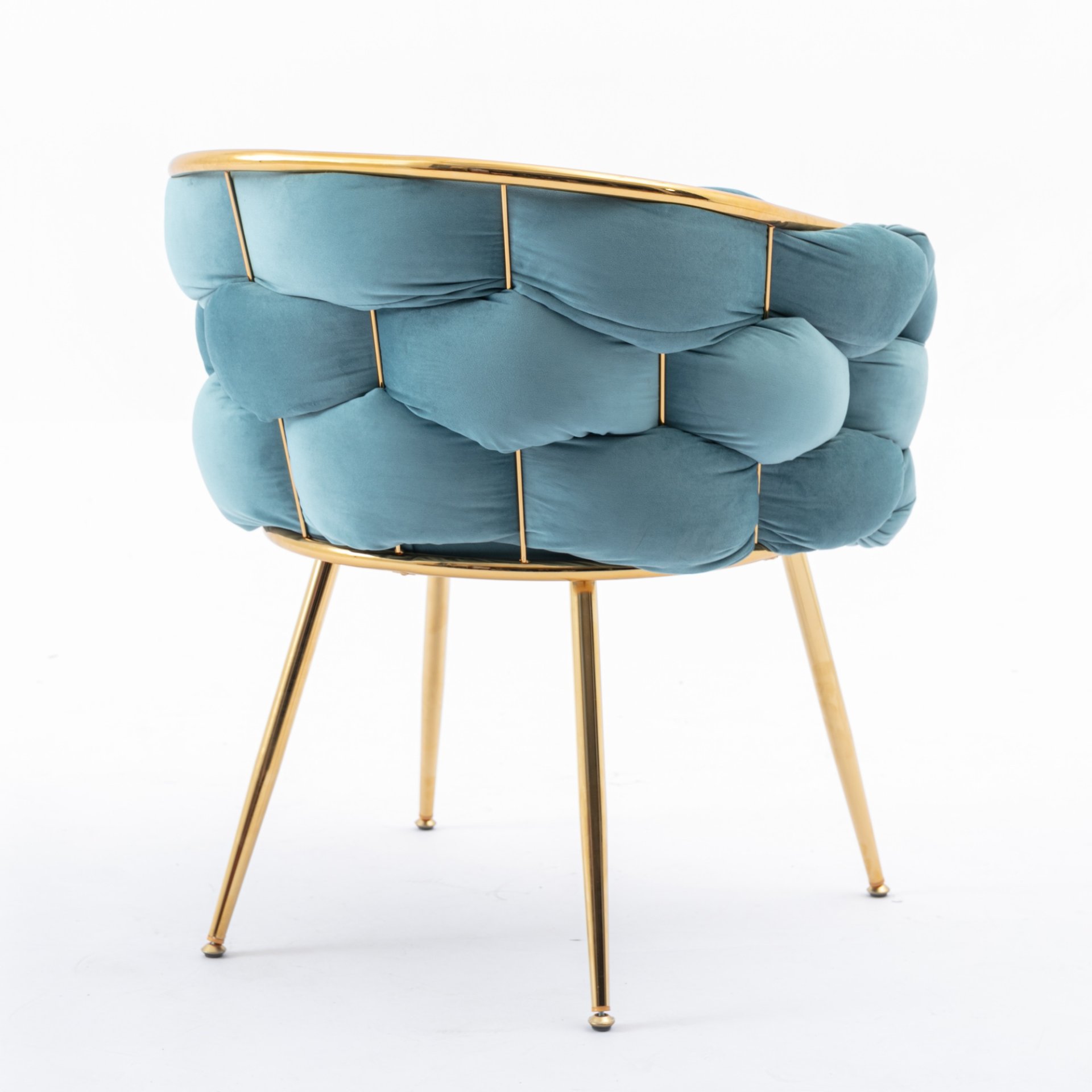 Luxury Modern Simple Leisure Velvet Single Sofa Chair Bedroom Lazy Person Household Dresser Stool Manicure Table Back Chair (Set of 2) - Blue - Image 14