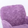 Office Chair, Artificial Rabbit Hair Home Office Chair With Golden Metal Base, Adjustable Desk Chair Swivel Office Chair, Vanity Chair - Violet - Image 10