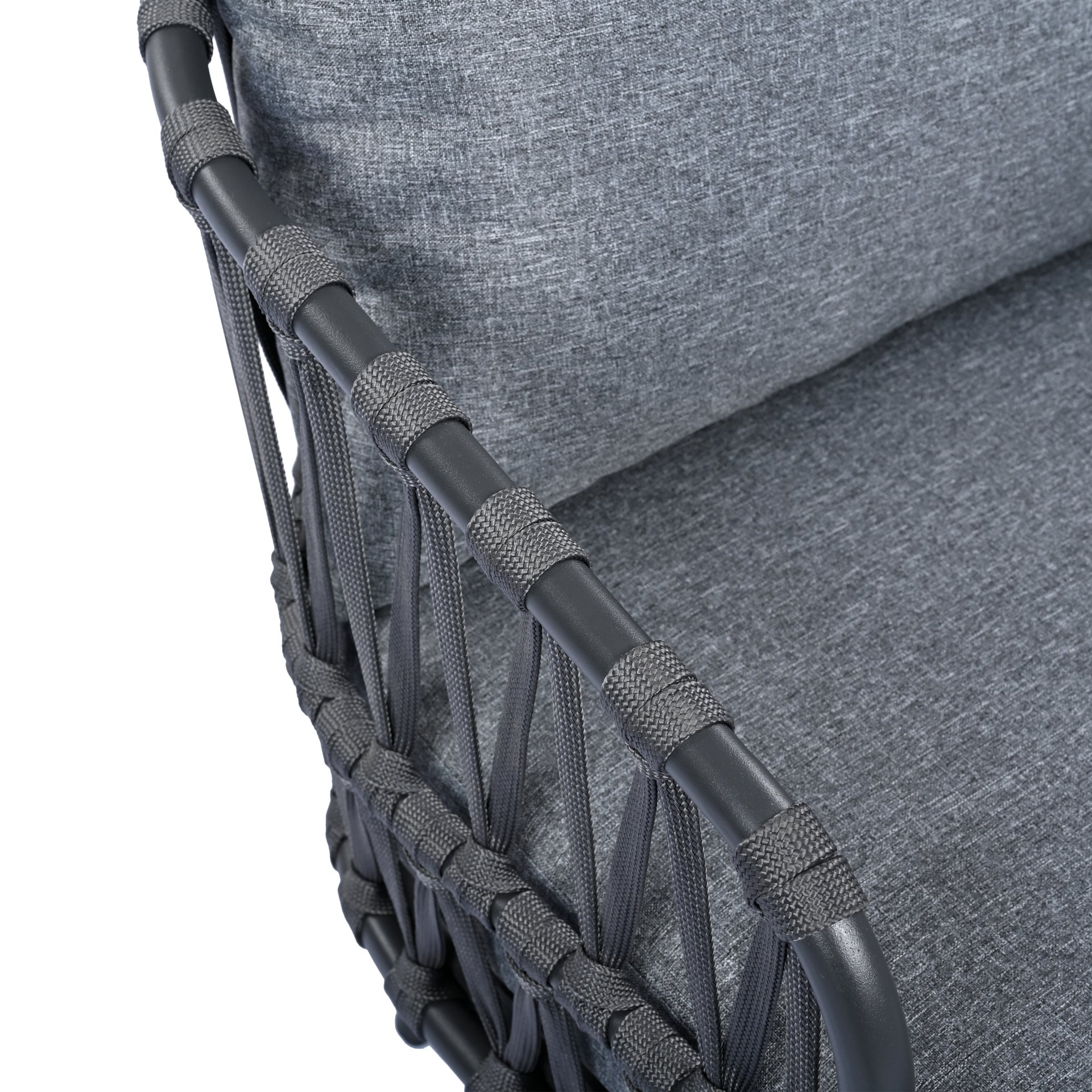 4 Piece Outdoor Patio Furniture Set, Metal Chairs With Woven Rope U Shaped Backrest, Outdoor Conversation Set With Thick Cushions And Coffee Table For Garden, Poolside, Balcony - Black / Gray - Image 21