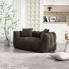 Soft Beanbag Chair With High Resilience Foam Core For Two People - Olive Green - Image 11