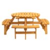 8 Person Wooden Picnic Table, Outdoor Camping Dining Table With Seat, Garden, Diy With 4 Built-In Benches, 2220Lb Capacity - Natural - Image 7