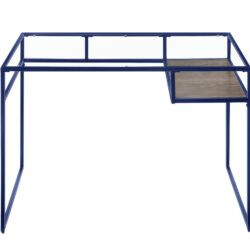 Yasin - Glass Top Writing Desk - Blue
