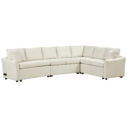 L-Shaped Sofa Convertible Sofa Bed Pull Out Sofa Sleeper With Two Back Pillows, Two USB Ports And Two Power Sockets For Living Room - Beige