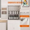 Farmhouse Style Pantry Cabinet With Drawer 2 Cabinets & 6 Door Shelves Adjustable Shelves Freestanding Cupboard - White - Image 11
