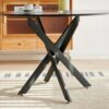 Mid-Century Dining Table For 4 - 6 People With Round MDF Table Top, Pedestal Dining Table, End Table Leisure Coffee Table, Cross Leg - Black - Image 5