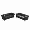 Chesterfield 3 And 3 Seater Sofa Set With Roll Armrest - Black - Image 5