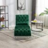 Velvet Button Tufted Upholstered Chaise Lounge Chair With Pillow For Bedroom Living Room Office - Emerald - Image 5
