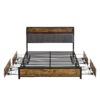 Contemporary Full Size Bed Frame With Storage Headboard Charging Station LED Lights And Metal - Black / Brown / Gray - Image 9