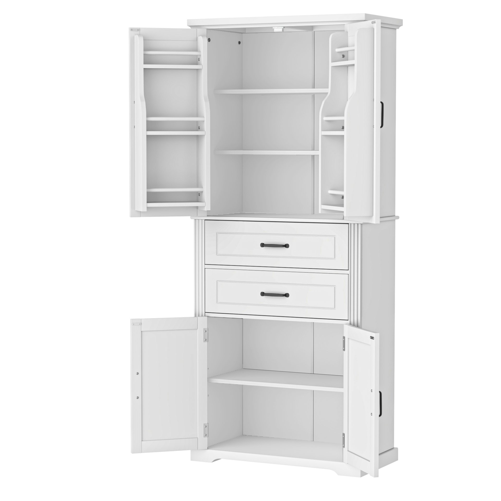 Elegant Multi Functional Storage Cabinet With Slide Rail Drawers, Adjustable Shelves - White - Image 16