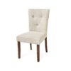 Modern Indoor Wood Dining Set With Chairs And Table, Rubber Wood, 6 Piece - Cream / Walnut - Image 14