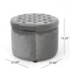 Elegant Round Ottoman Footstool With Velvet Upholstery And Studded Rim - Gray - Image 3