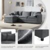 Modular Sectional With Deep And Wide Seat, L Shaped Cloud Couch Set With Double Cushions 4 Seat Sofa With Movable Ottoman Oversized - Dark Gray - Image 10