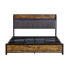 Contemporary Full Size Bed Frame With Storage Headboard Charging Station LED Lights And Metal - Black / Brown / Gray - Image 7