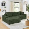 Modern Minimalist L Shape Modular Sectional Sofa Corduroy Couch Converts To Bed Foam - Green - Image 5