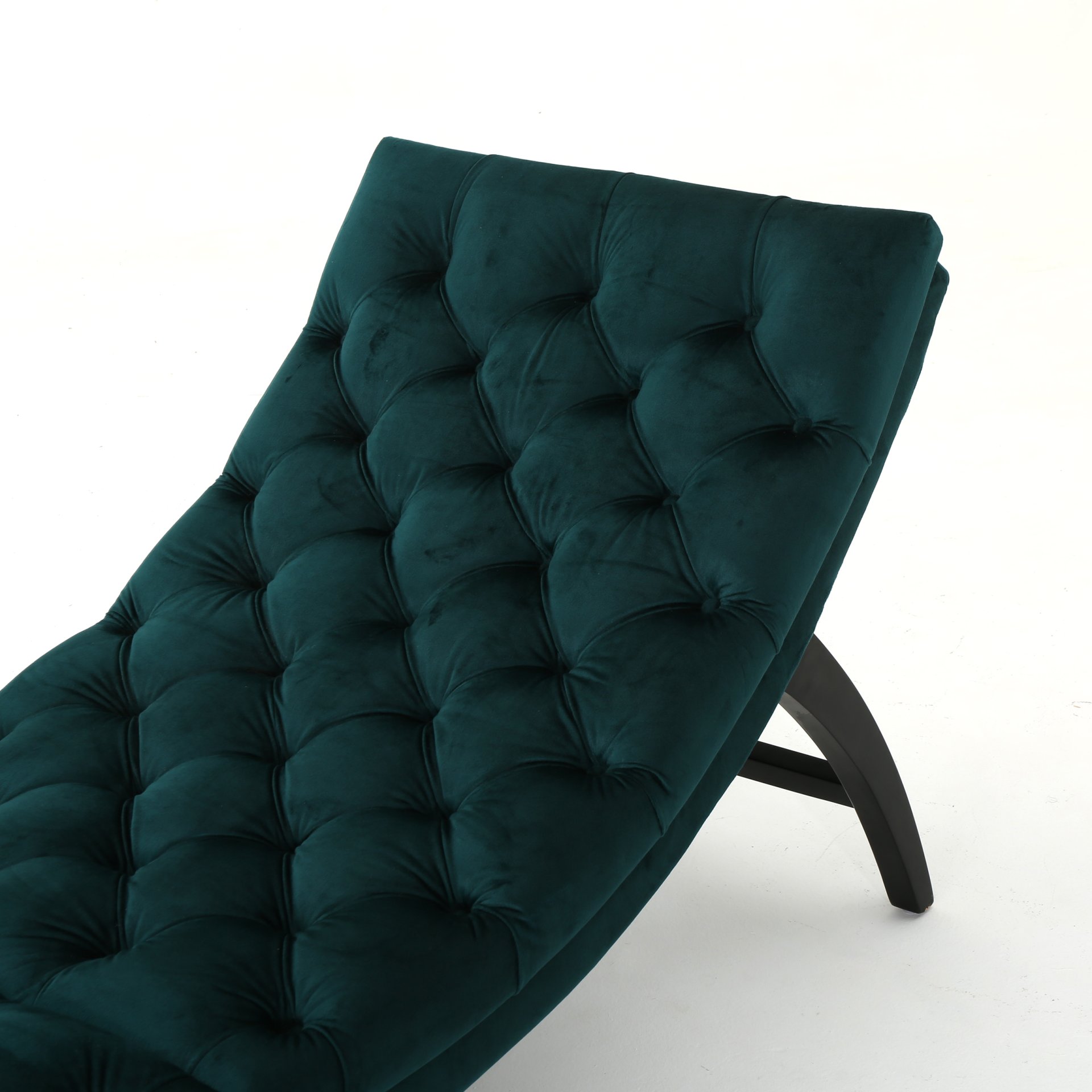 Elegant Tufted Chaise Lounge With Curved Design - Teal - Image 10