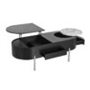 Lift Top Coffee Table With 360 Degree Marble Patterned Rotating Tray, Hidden Compartment, Partially Assembled Wooden Center Table, Modern Oval Lift Tabletop For Home Living Room - Black - Image 13