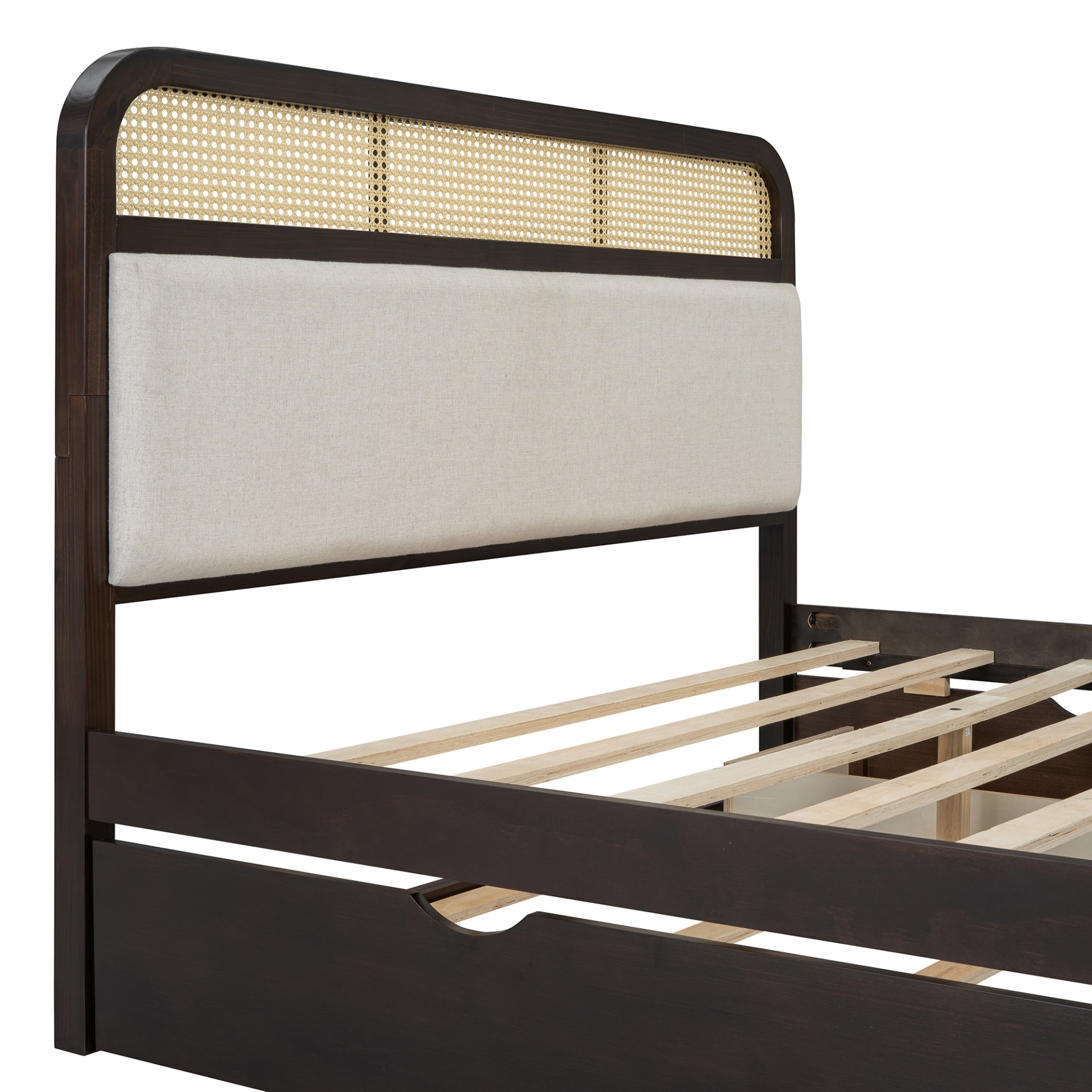 Queen Size Platform Bed With Trundle And 2 Drawers - Espresso - Image 19