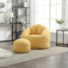 Bedding Bean Bag Sofa Chair High Pressure Foam Bean Bag Chair Adult Material With Padded Foam Padding Compressed Bean Bag With Footrest - Yellow - Image 6