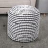 River - Handcrafted Water Resistant Cylindrical Pouf - White - Image 3