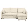 Pull Out Sleeper Sofa L-Shaped Couch Convertible Sofa Bed With Storage Chaise, Storage Racks And USB Ports - Beige - Image 10