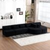 Upholstered Sofa Free Combined Sofa Couch With 2 Chaise Lounge And 5 Back Pillows For Living Room - Black - Image 20