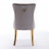 Nikki - Modern, High-End Tufted Solid Wood Contemporary Velvet Upholstered Dining Chair With Golden Stainless Steel Plating Legs, Nailhead Trim (Set of 2) - Gray / Gold - Image 7